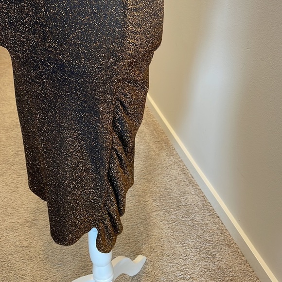 Zara body con sparkle gold glitter side ruffle dress - Picture 6 of 12